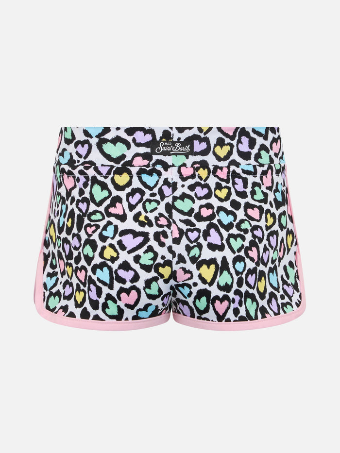 Girl Beach Shorts Coco With Hearted Animalier Print Pant