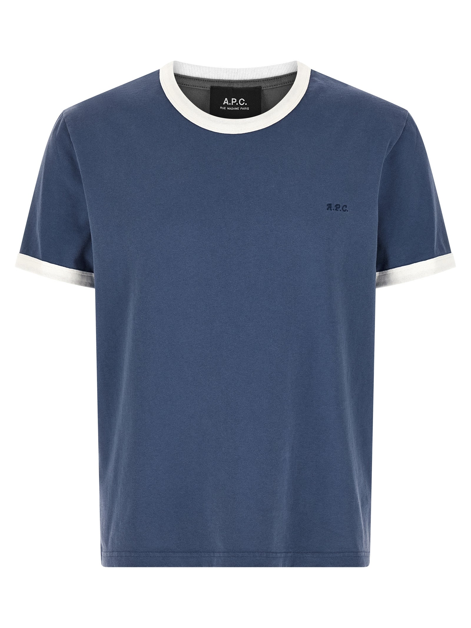 Logo embroidery t-shirt Blue Biological Cotton