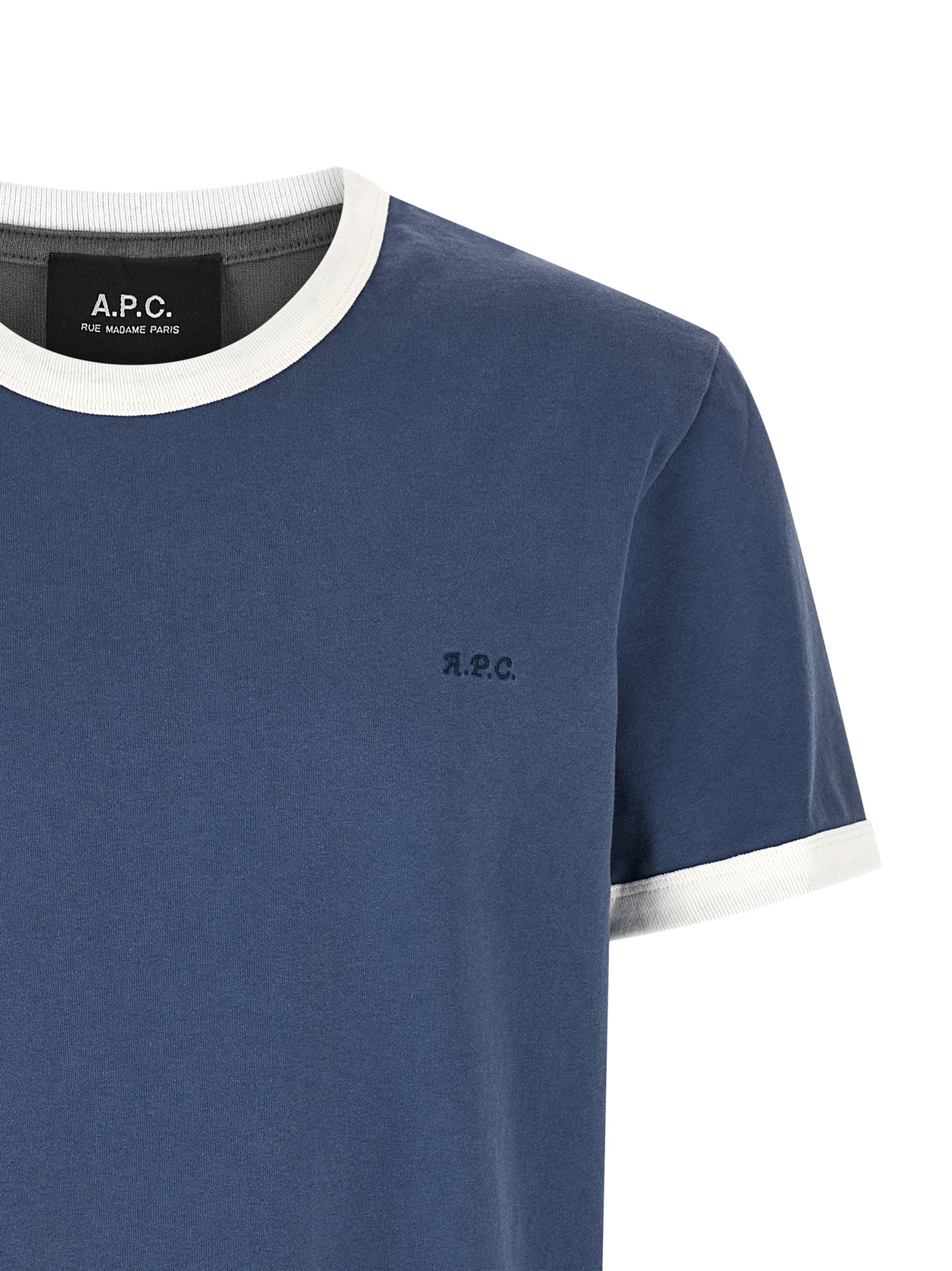 Logo embroidery t-shirt Blue Biological Cotton