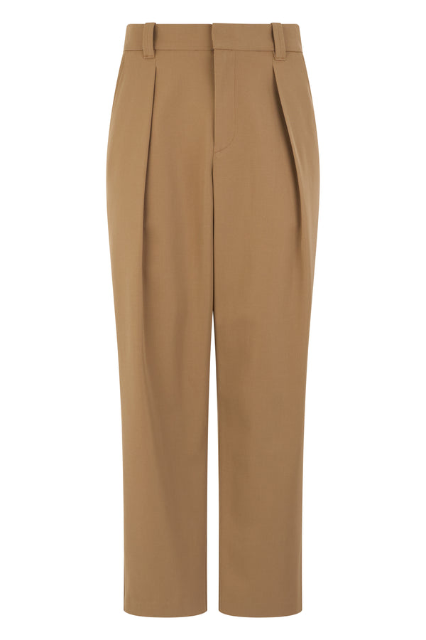 Trousers, Beige Cotton Blend