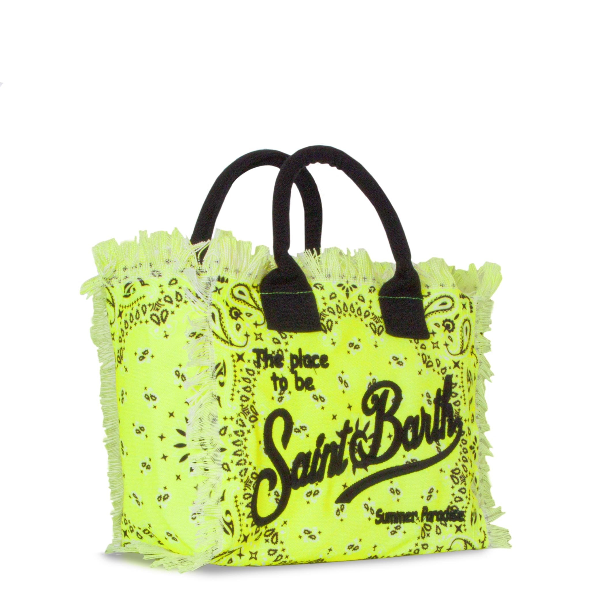Colette Cotton Canvas Bag With Fluo Yellow Bandanna Print