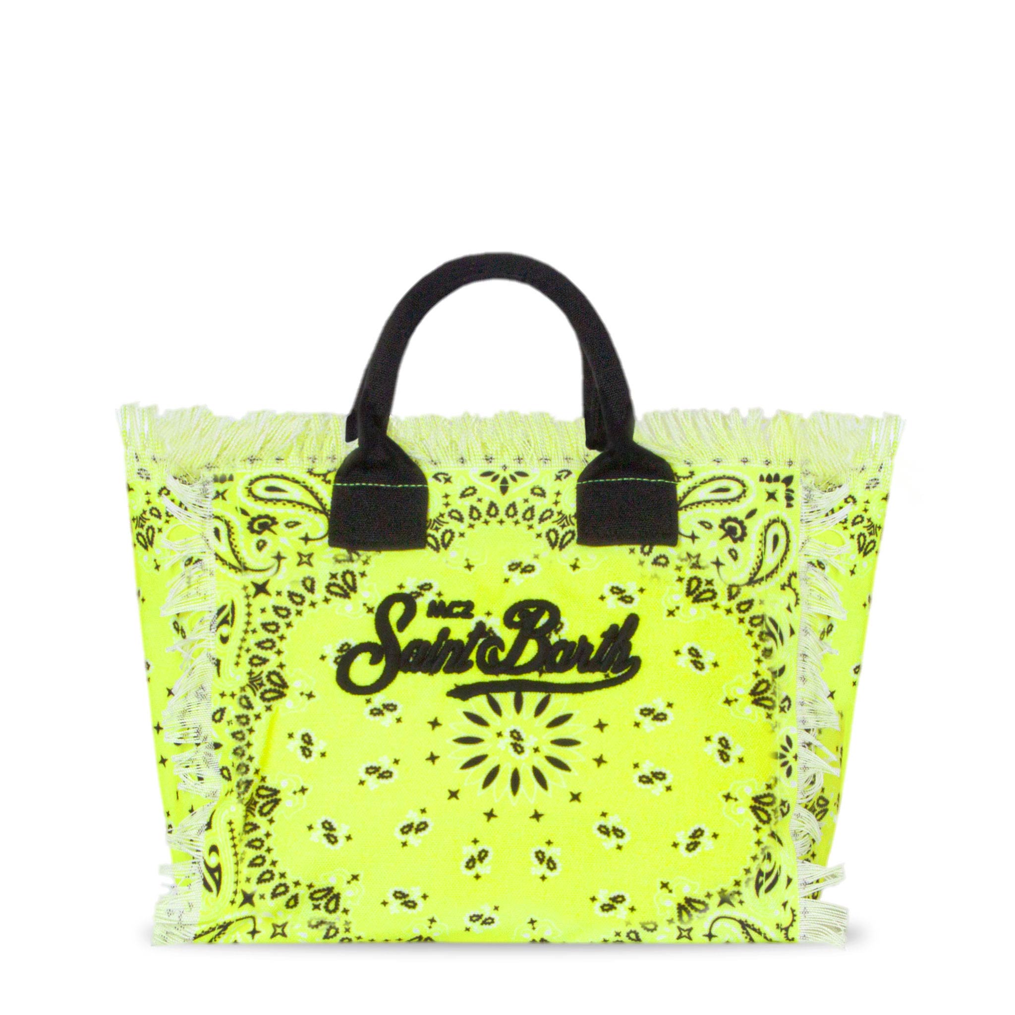 Colette Cotton Canvas Bag With Fluo Yellow Bandanna Print
