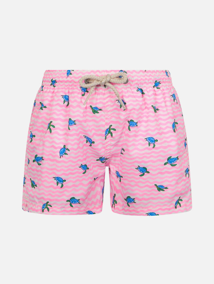 Boy Comfort Light Swim Shorts With Sea Turtles Print __single__ Swimshort