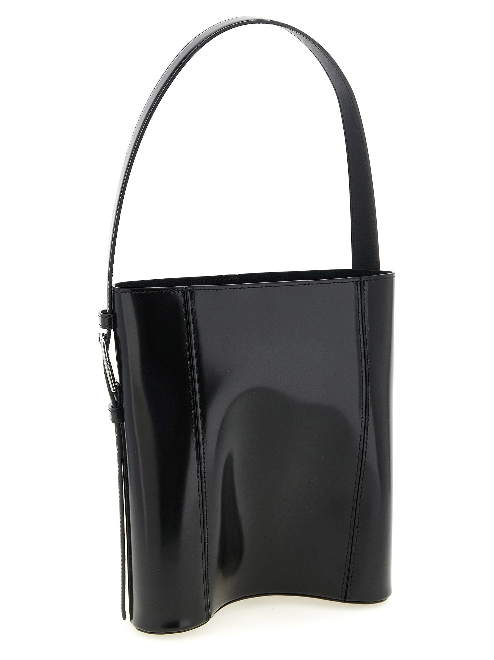 Ergonomic bucket bag Black Cow Leather (bos Taurus) Shoulder