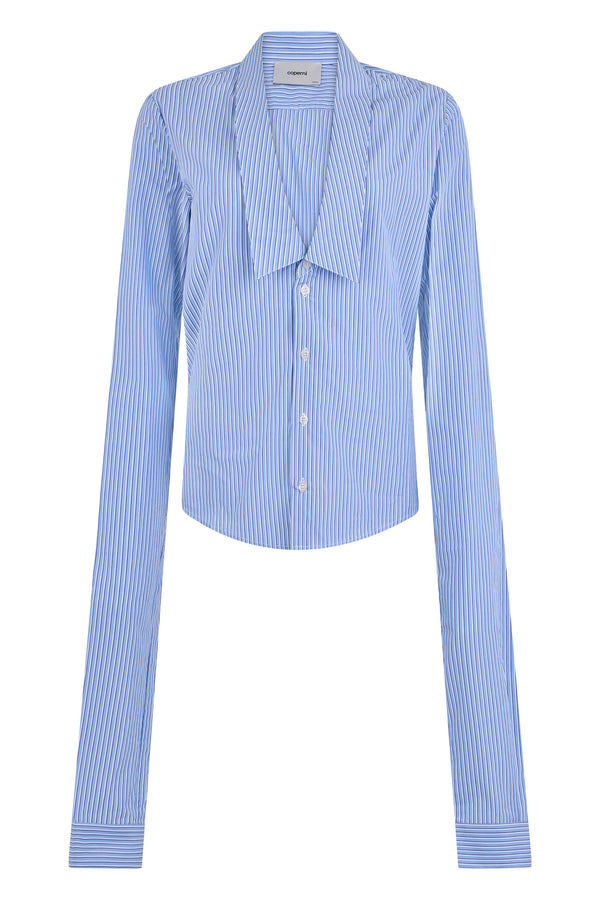 Striped Long-Sleeve Shirt Light Blue Polyester
