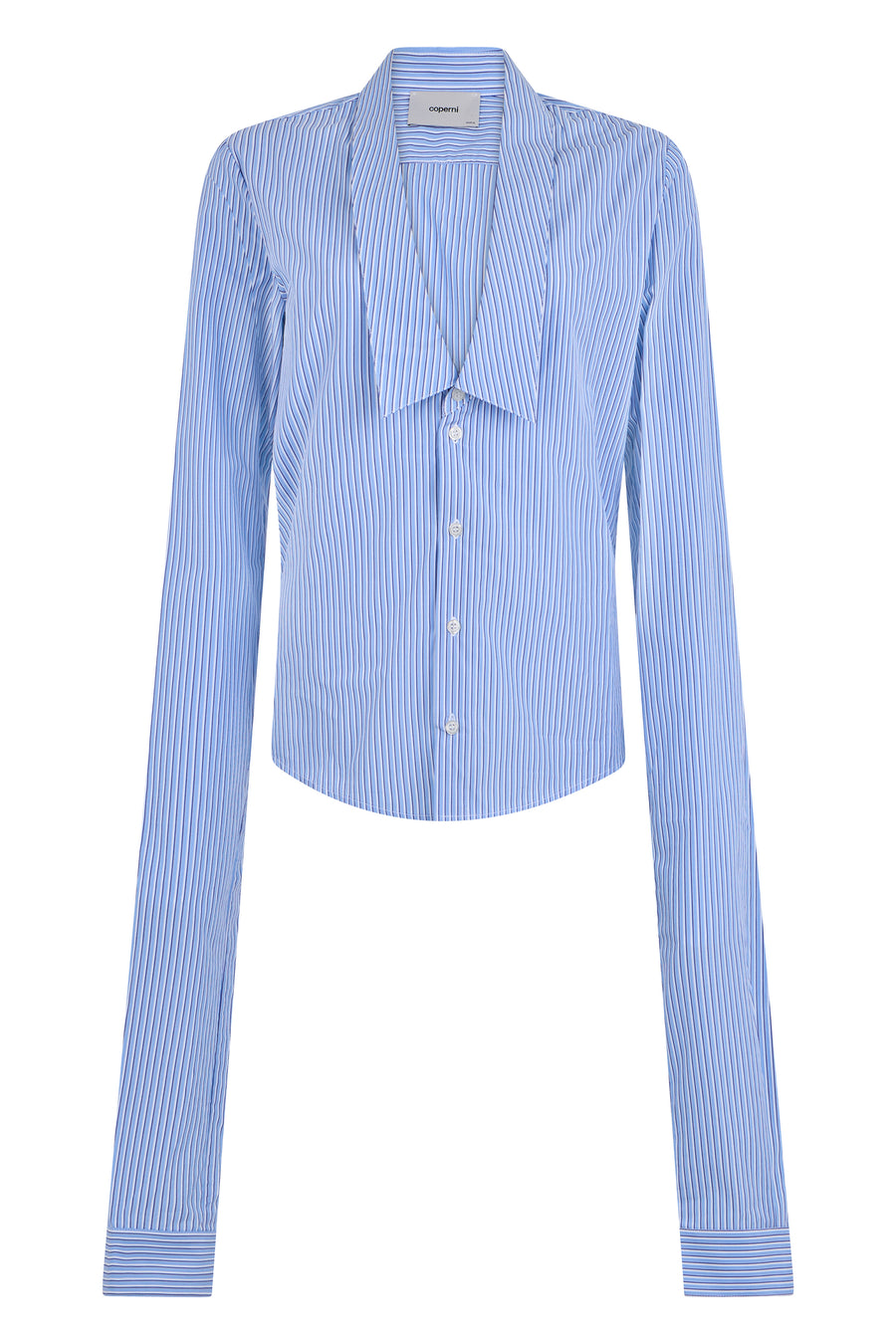 Striped Long-Sleeve Shirt Light Blue Polyester
