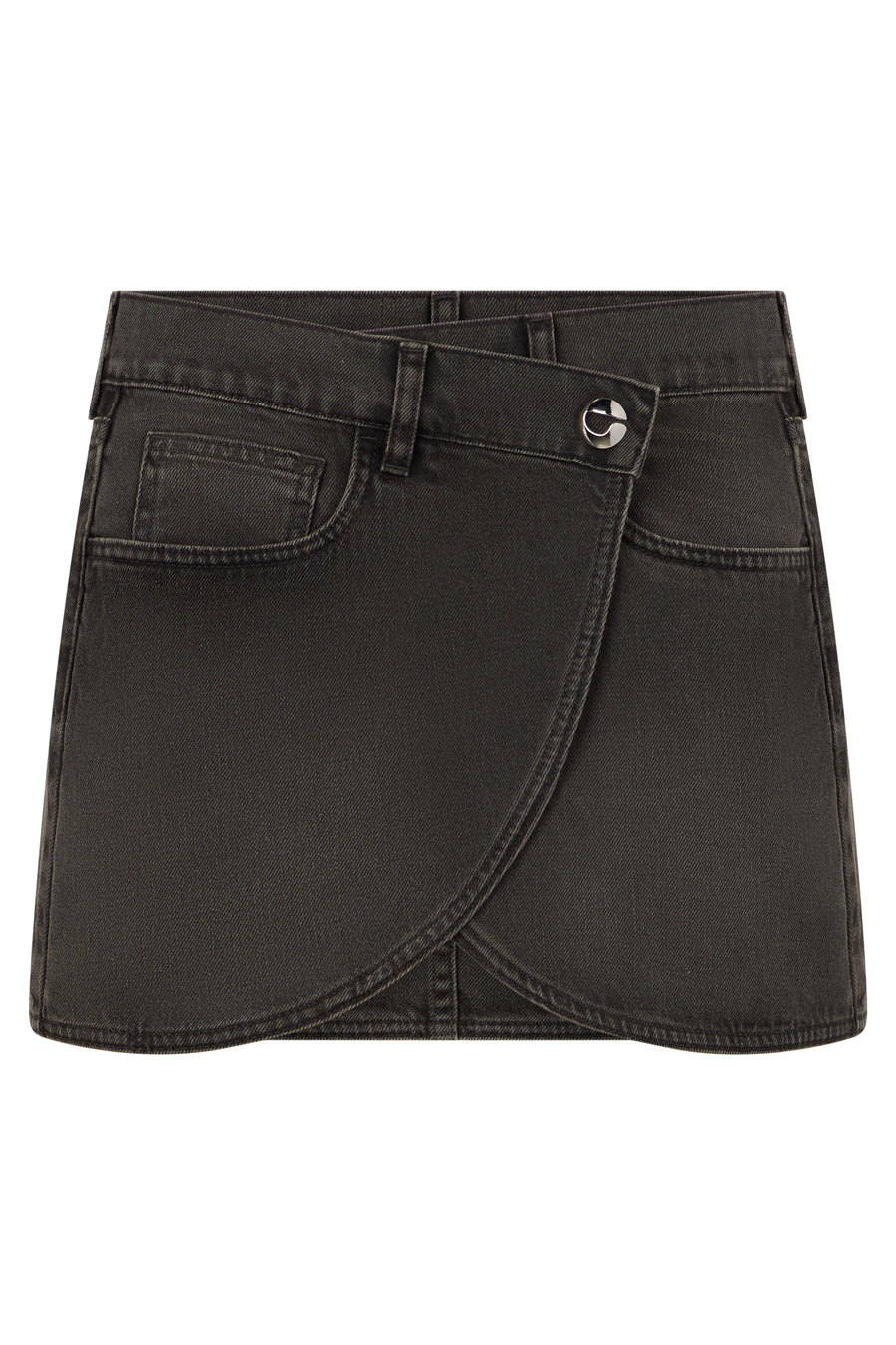 Skirt Mini Denim Wrap Grey Cotton