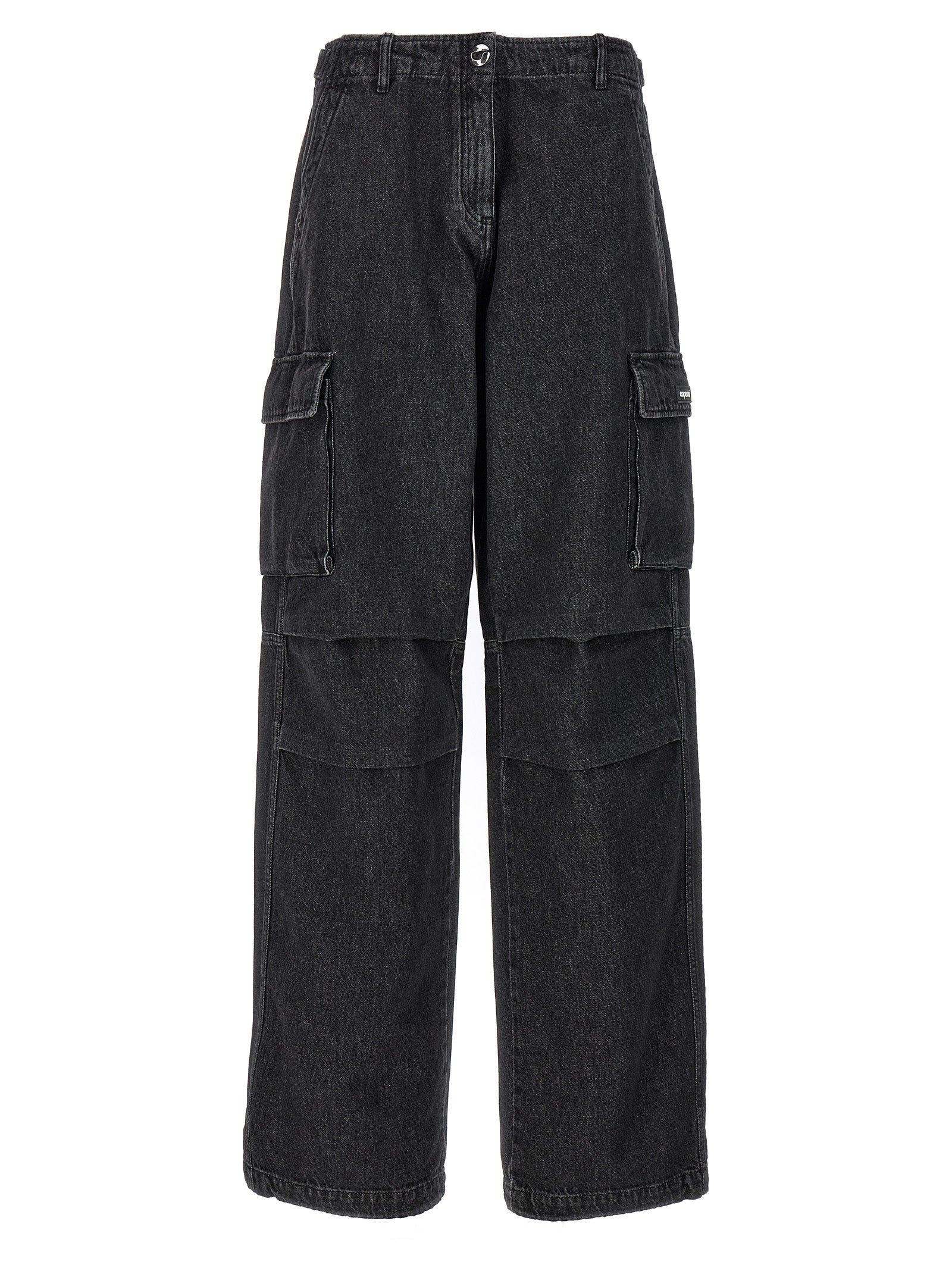 Denim Wide Leg Cargo jeans Black Cotton