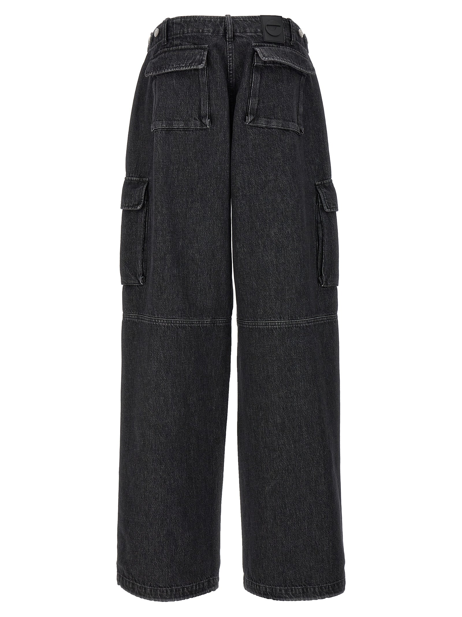 Denim Wide Leg Cargo jeans Black Cotton