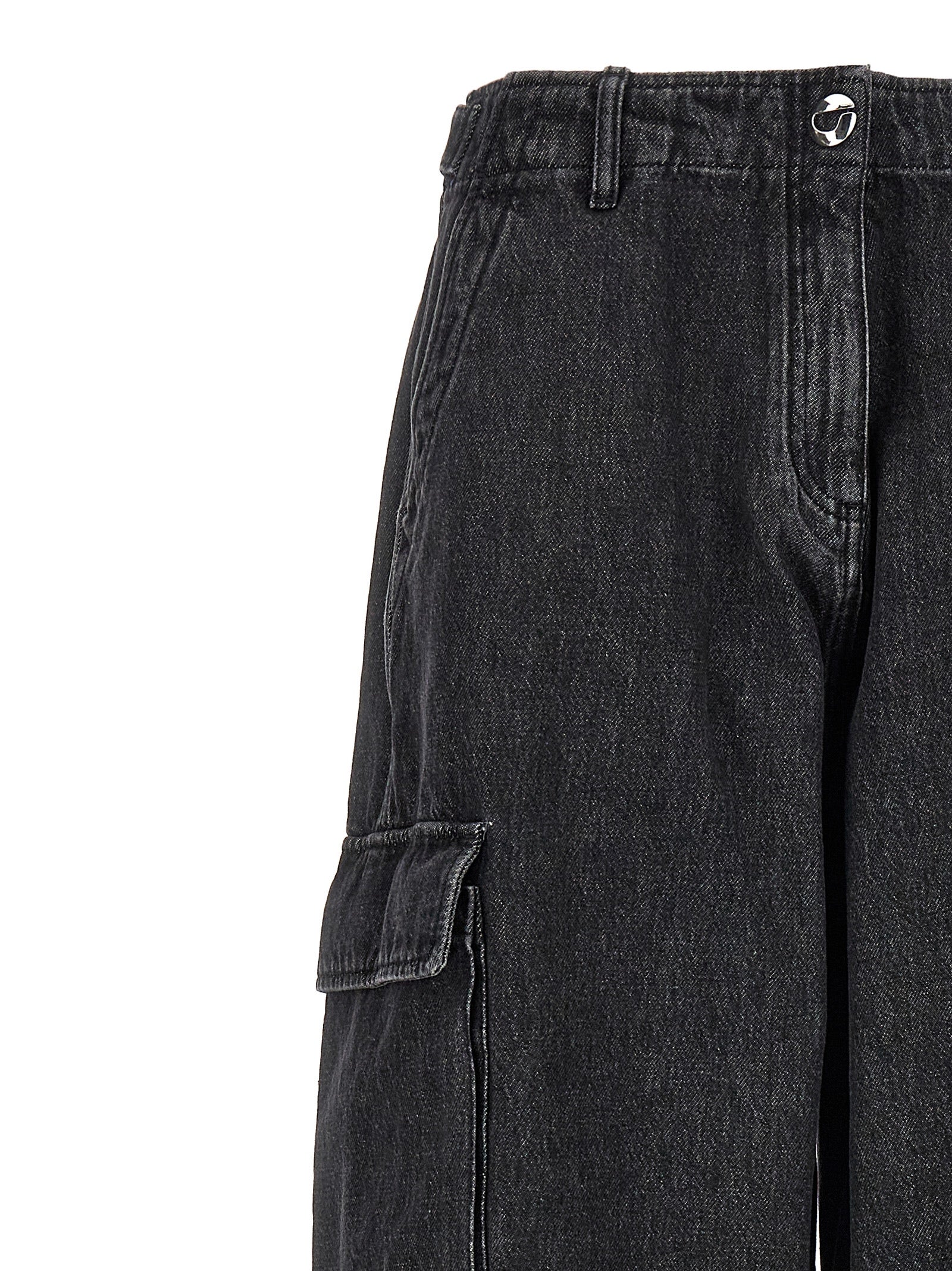 Denim Wide Leg Cargo jeans Black Cotton