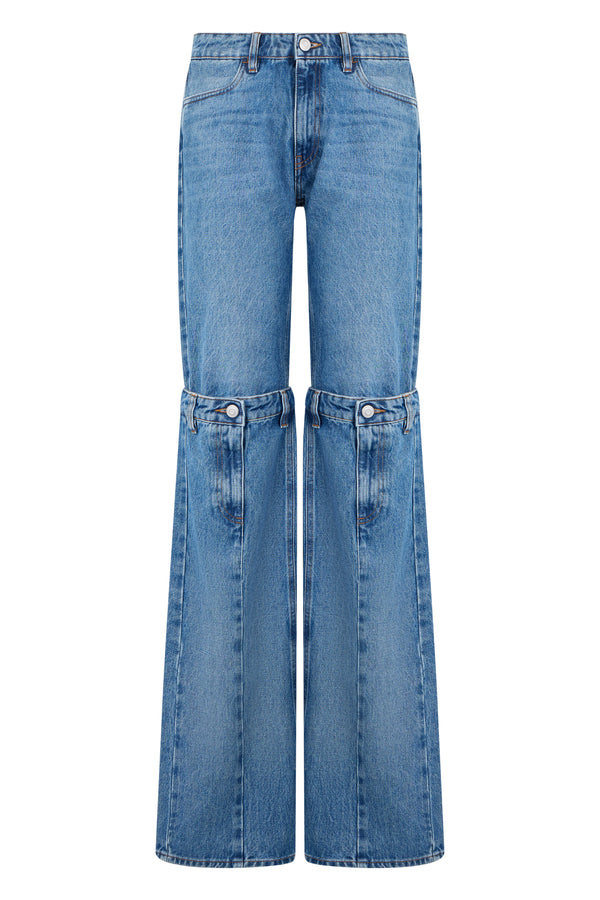 Flared Jeans Blue Denim Cotton