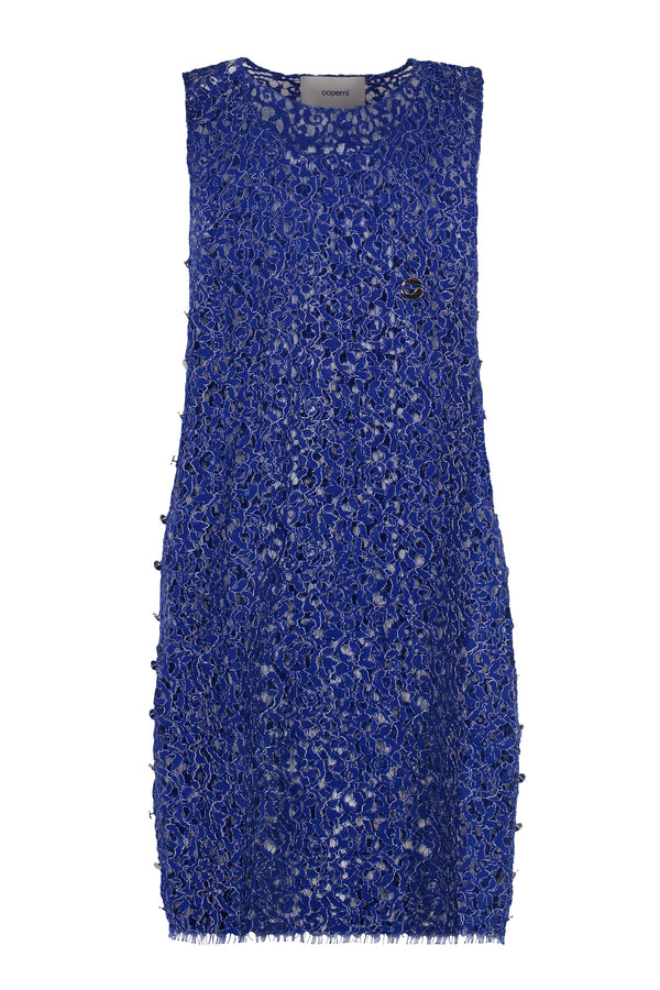 Floral Lace Dress Blue Polyamide
