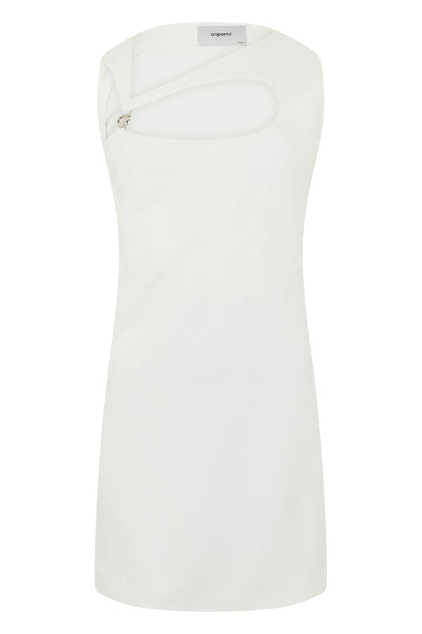 Mini Dress Wide Neckline White Polyamide