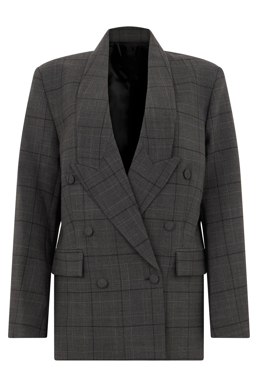 Double-Breasted Blazer Grey Virgin Wool Blazers