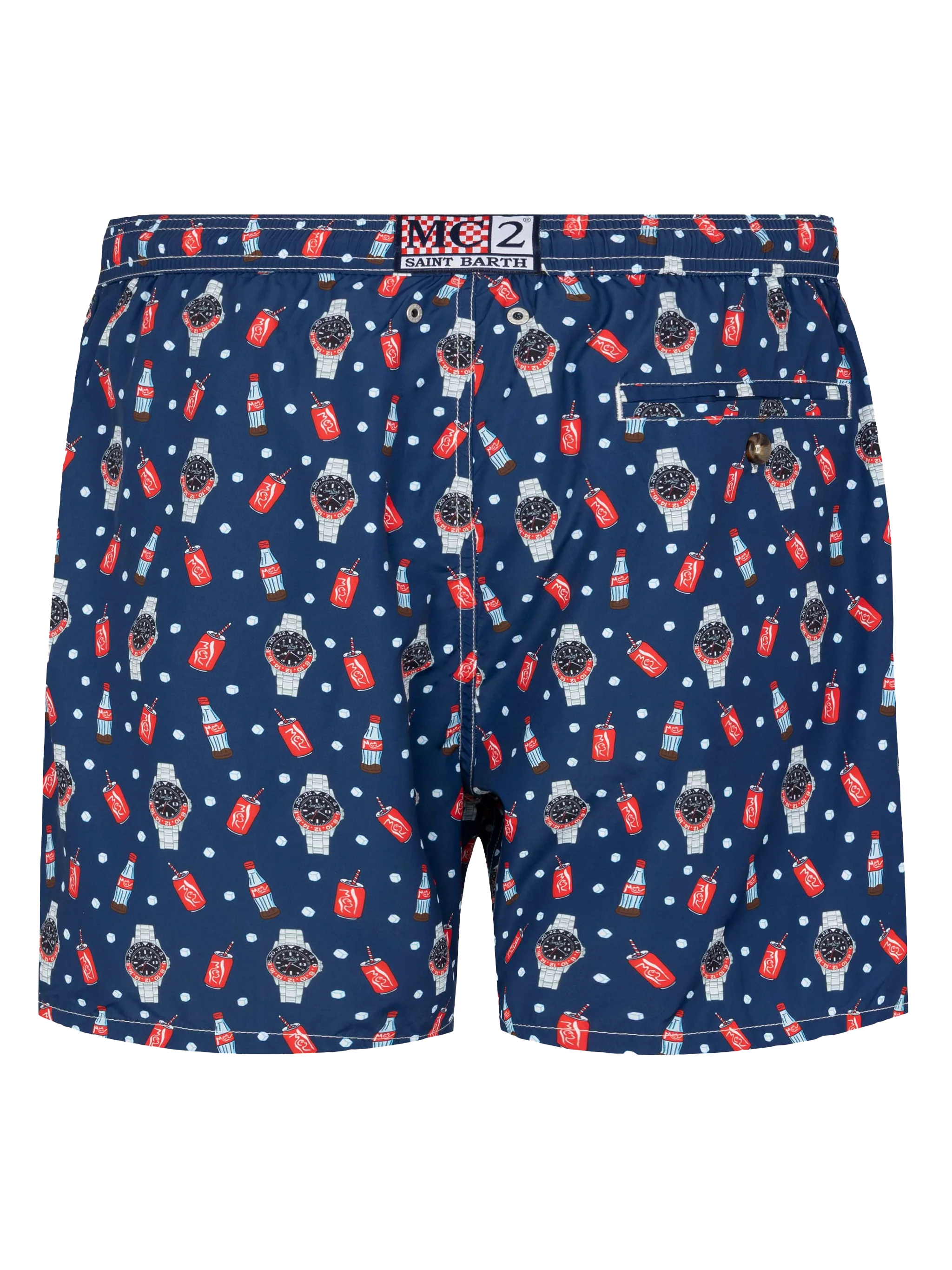 Lightweight Fabric Swim Shorts Lighting With Watch Print Blue Swimshort