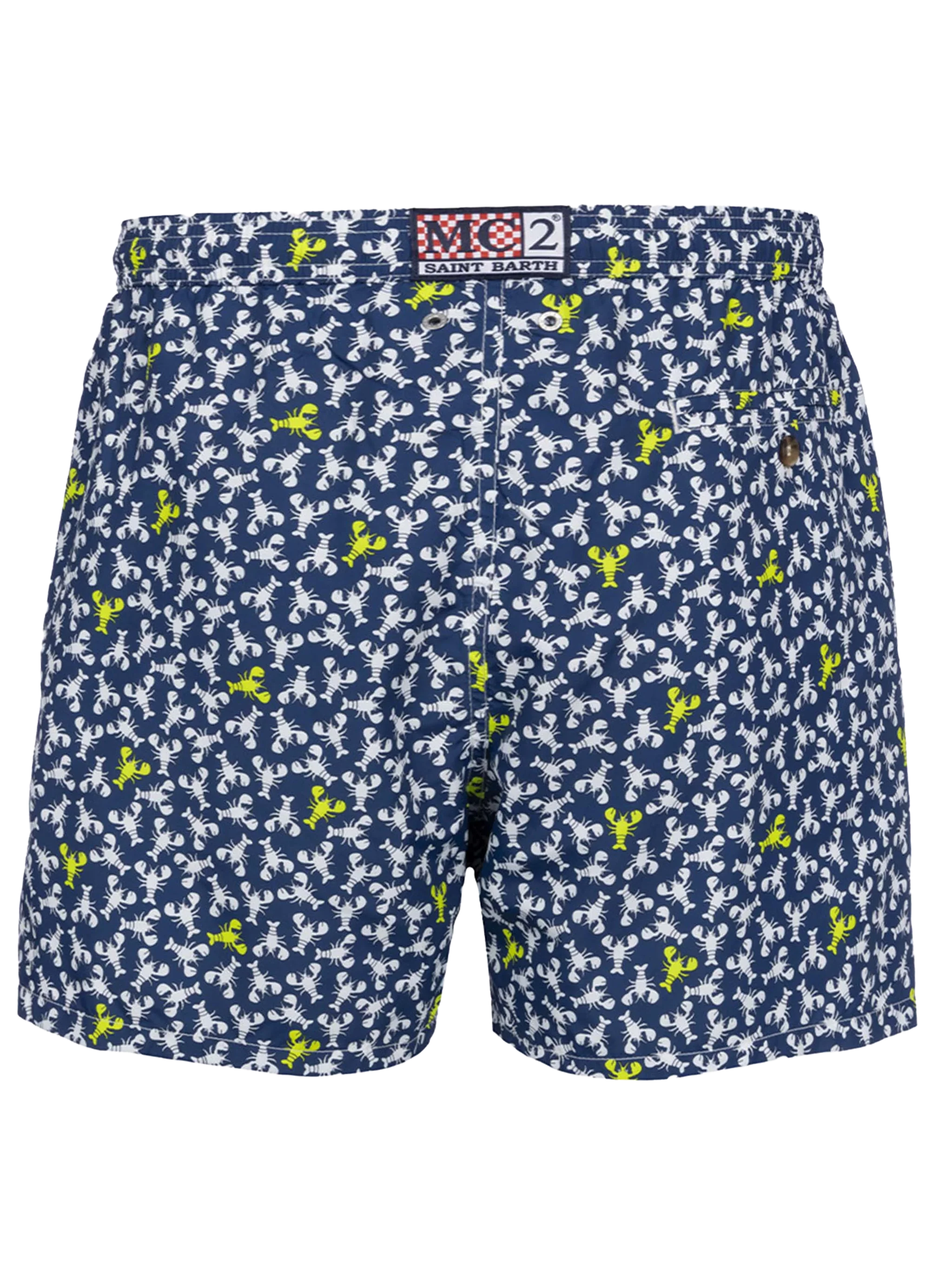 Man Lightweight Fabric Swim-Shorts Lighting Micro Fantasy With Loabster Print Blue Swimshort