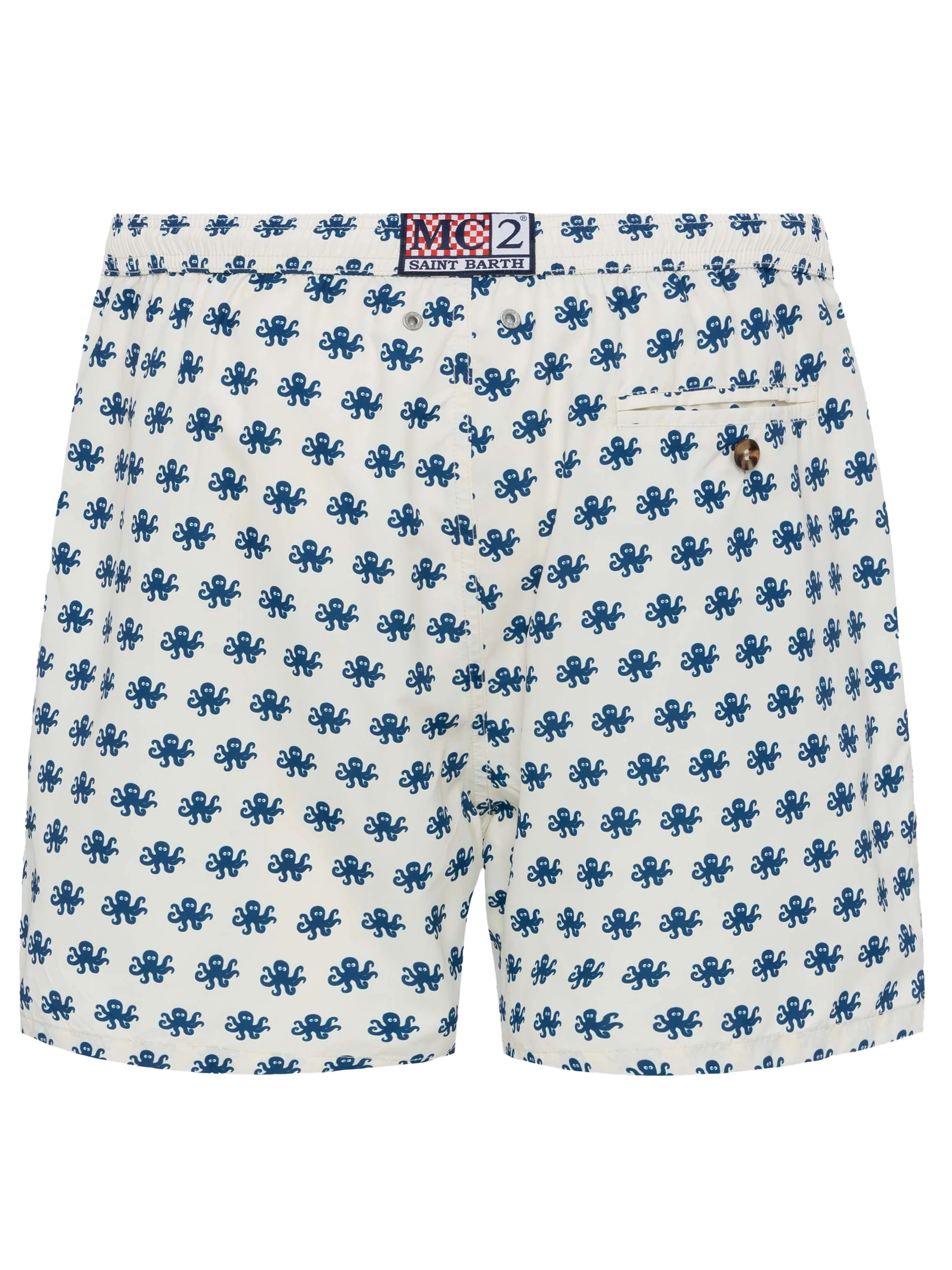 Lightweight Fabric Swim Shorts Lighting With Octopus Print White Swimshort