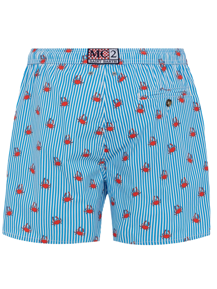 Comfort Light Swim Shorts With Crabs Print White Swimshort