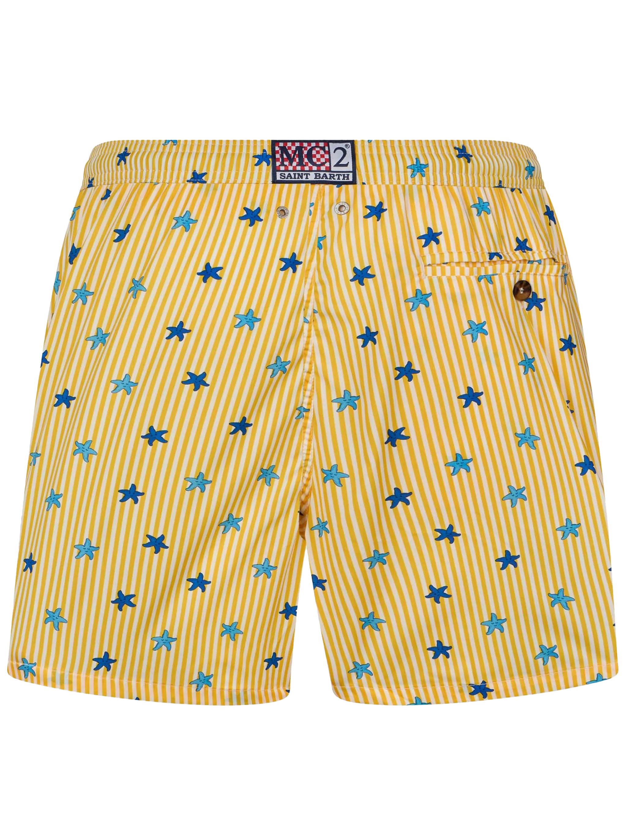 Comfort Light Classic Stretch Swim Shorts With Starfishes Print Yellow Swimshort