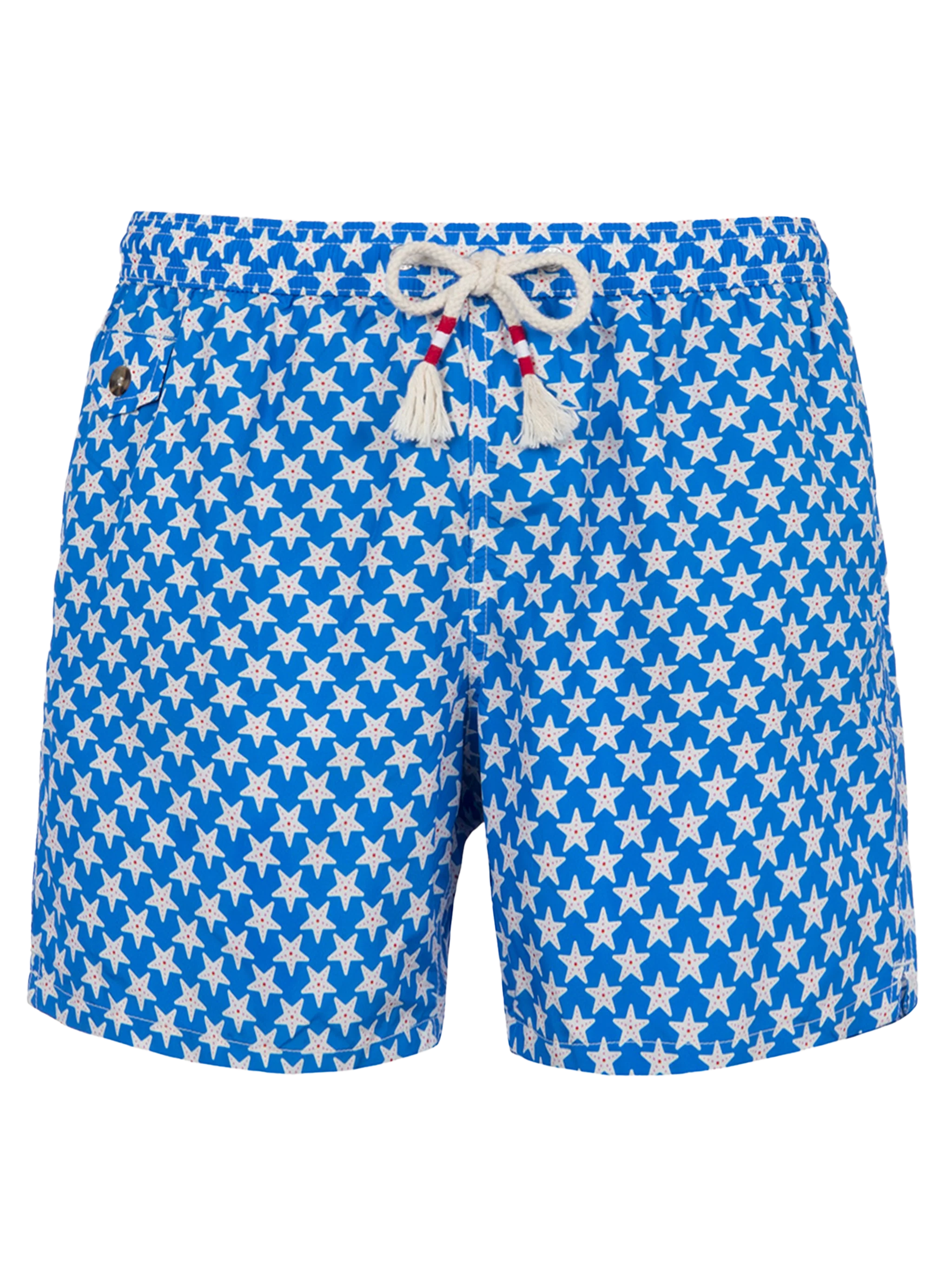 Man Lightweight Fabric Swim-Shorts Lighting 70 With Seastars Print Sky Swimshort
