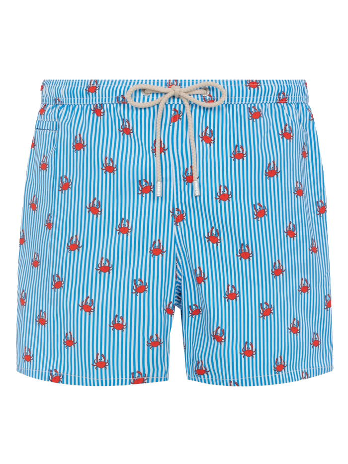 Comfort Light Swim Shorts With Crabs Print White Swimshort