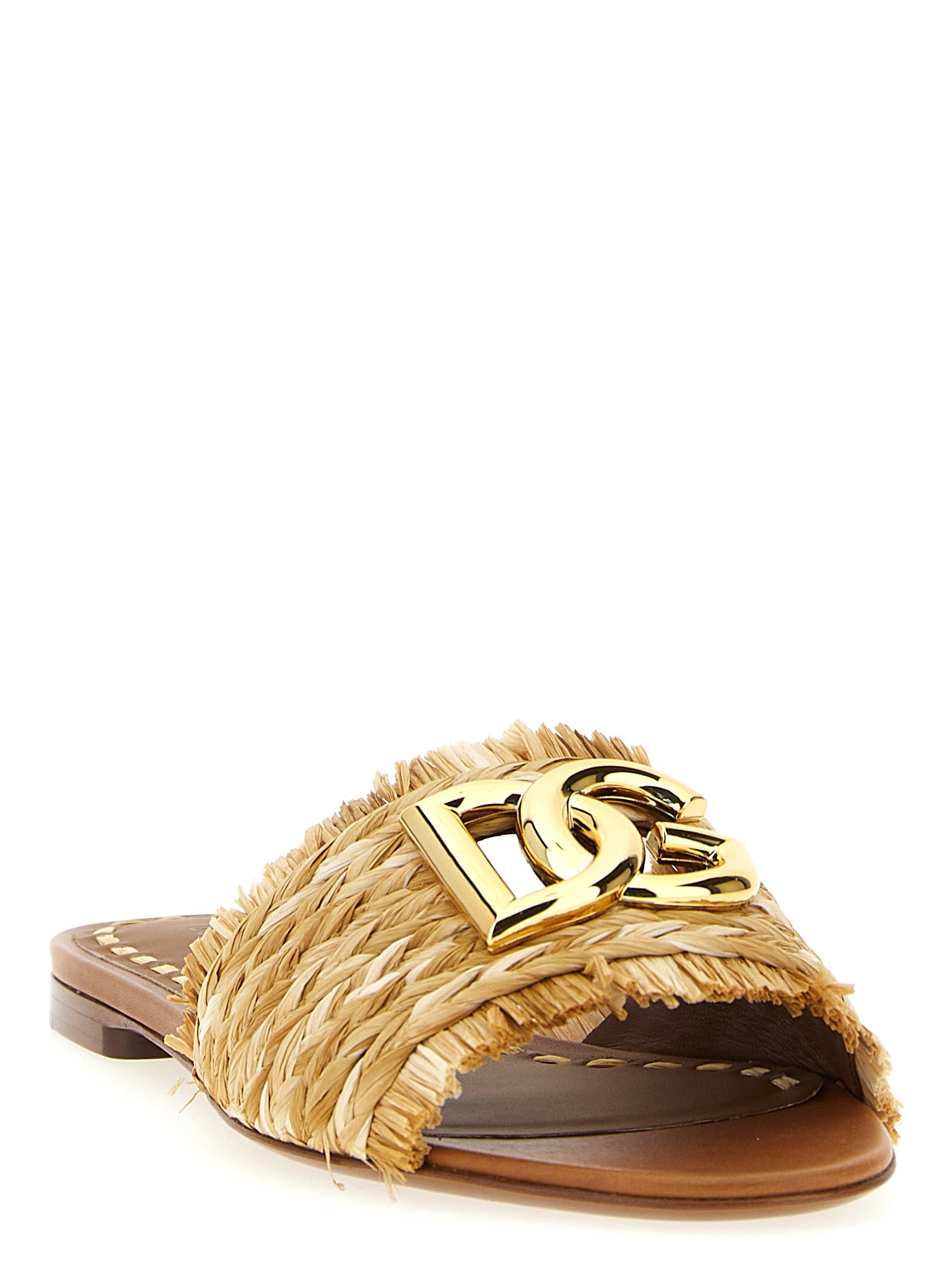 Raffia braid slides Brown Viscose Sandal