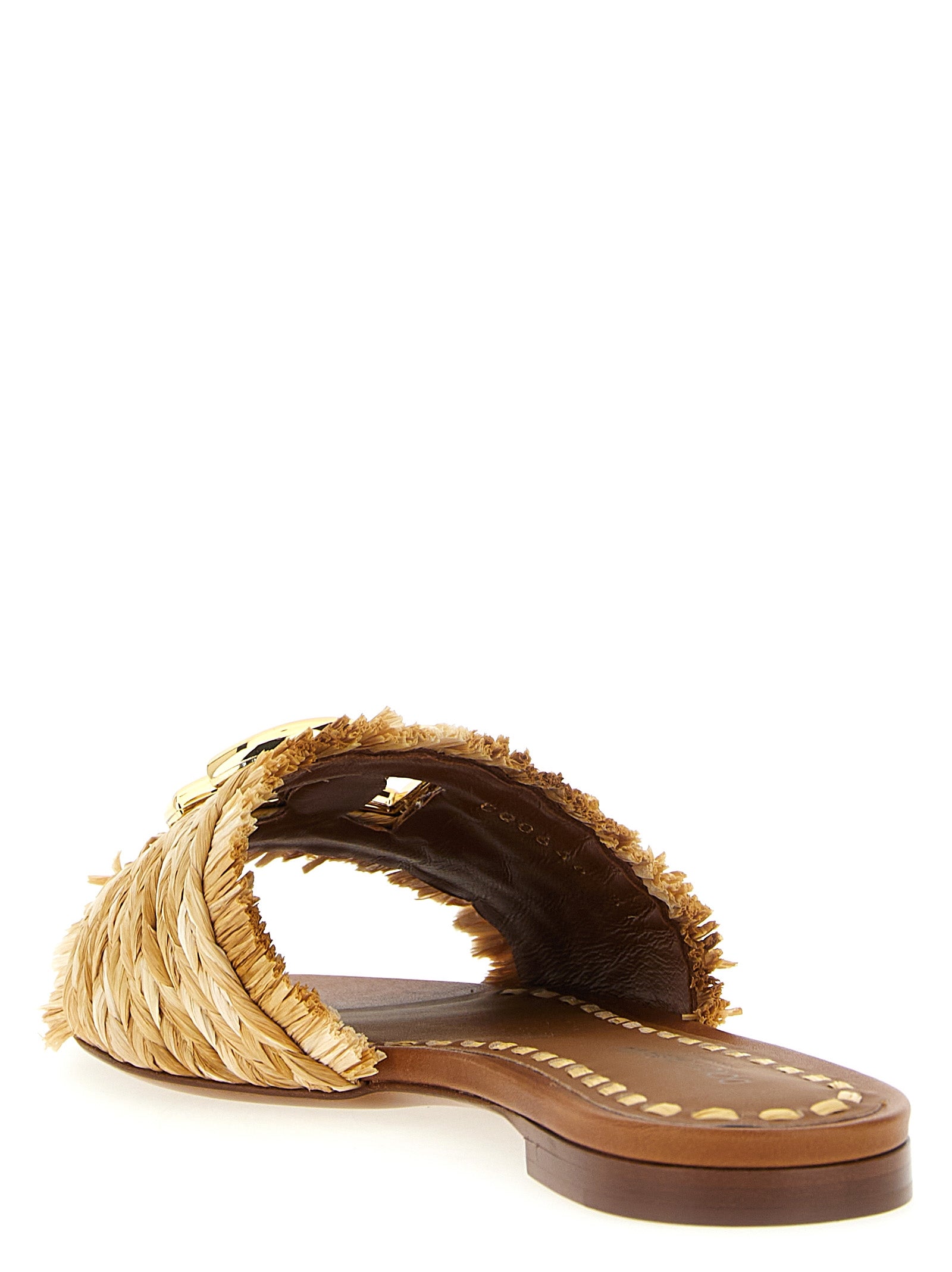 Raffia braid slides Brown Viscose Sandal