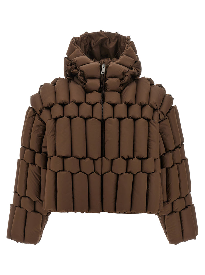 3D down jacket Brown Nylon Jacket, Parka, Casual