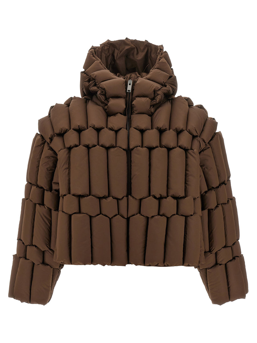 Raxxy 3D-Quilted Nylon Down Jacket — Brown
