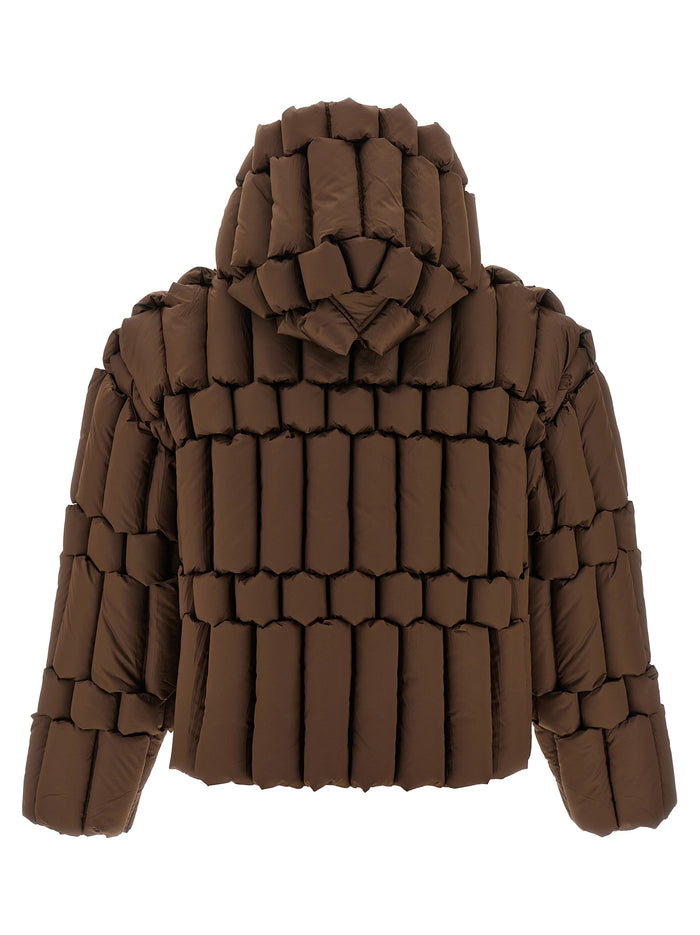 3D down jacket Brown Nylon Jacket, Parka, Casual