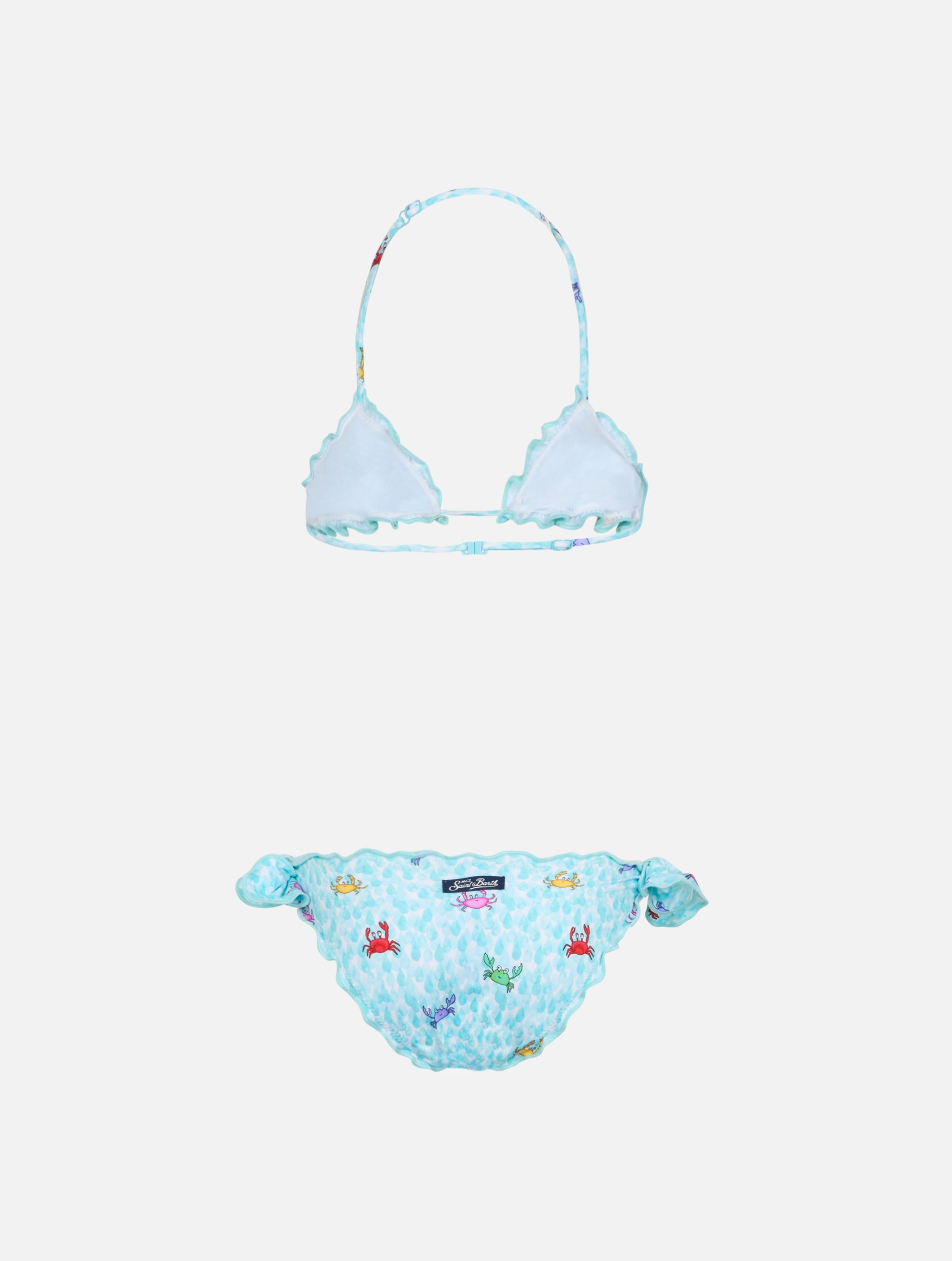 Girl Classic Triangle Bikini Cris With Crabs Print White