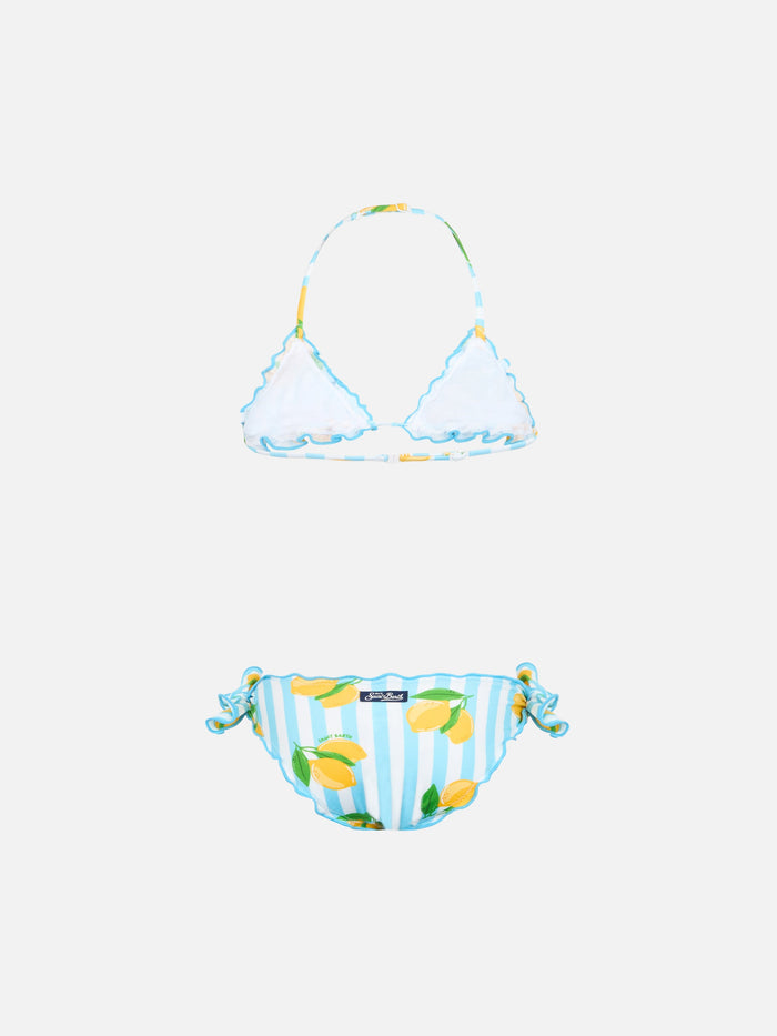 Girl Classic Triangle Bikini Cris With Lemon Print Sky