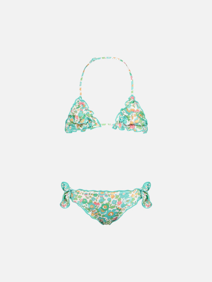 Girl Classic Triangle Bikini Cris With Betsy Print | Made Liberty Fabric Green
