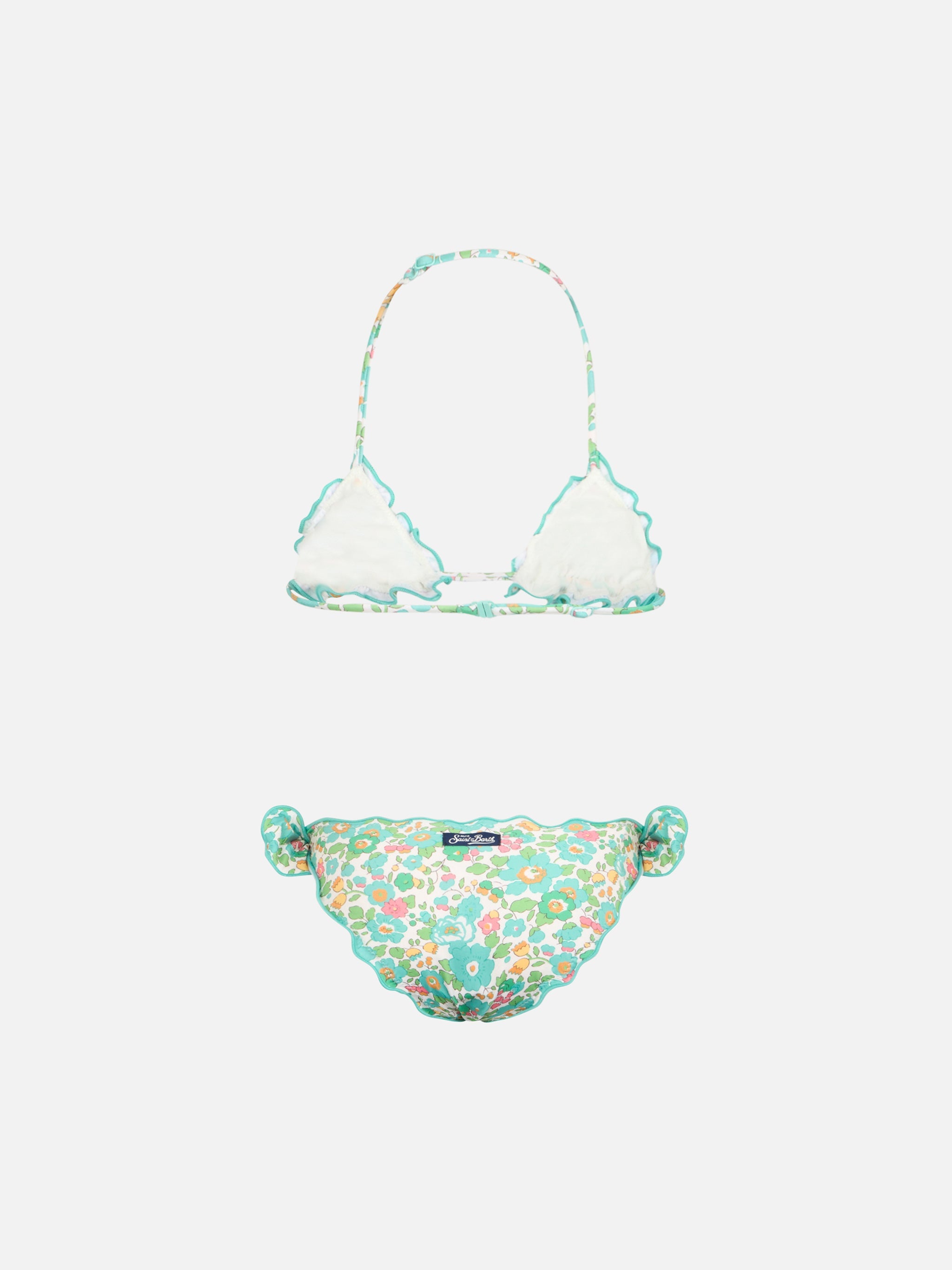 Girl Classic Triangle Bikini Cris With Betsy Print | Made Liberty Fabric Green