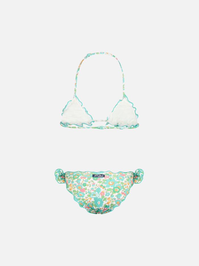 Girl Classic Triangle Bikini Cris With Betsy Print | Made Liberty Fabric Green