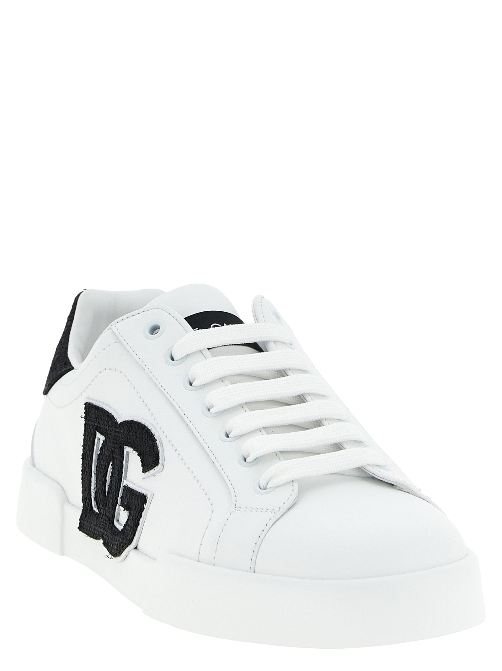 Portofino Light Strobel Sneakers White/black Calfskin Leather Straw