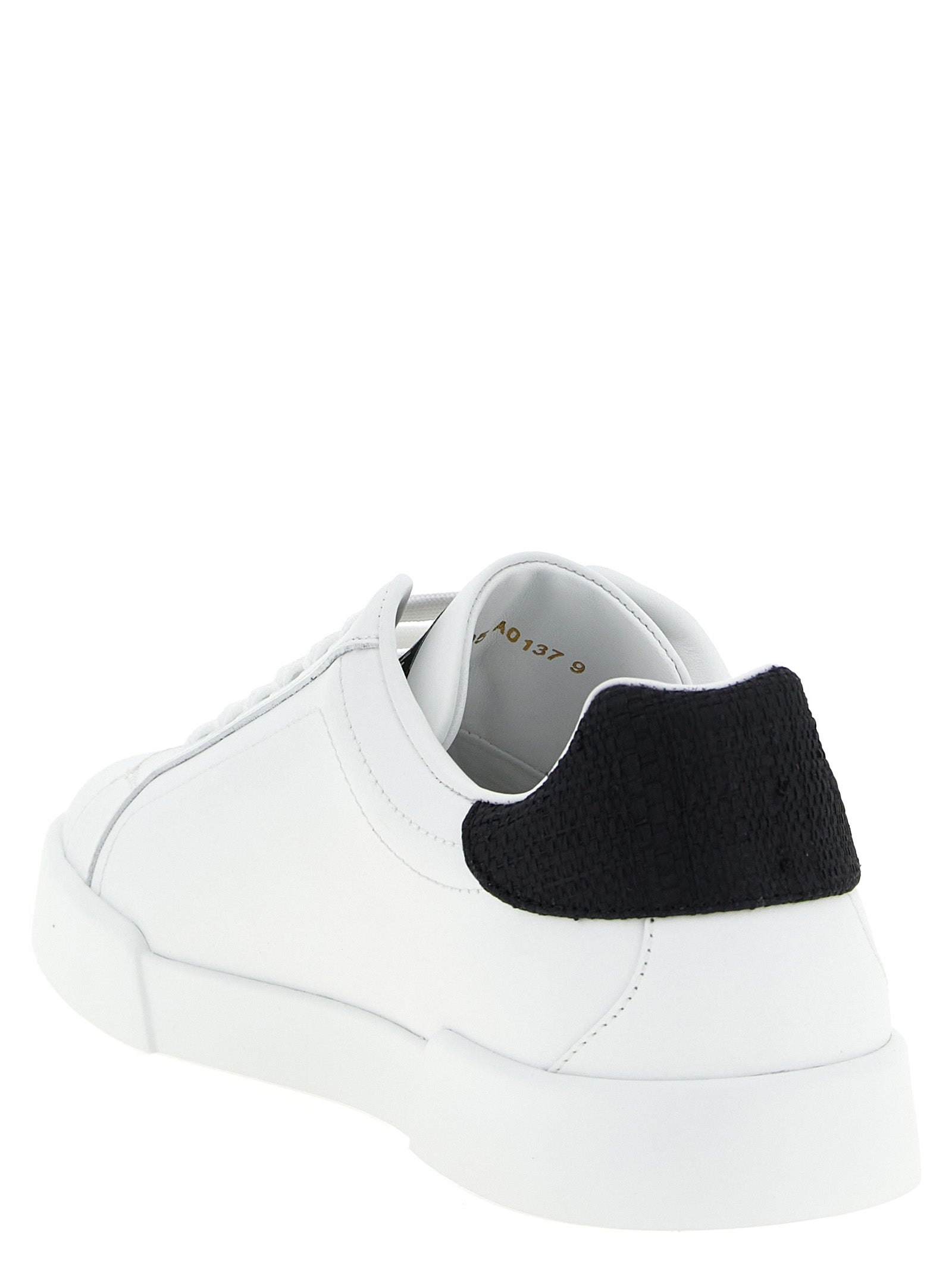 Portofino Light Strobel Sneakers White/black Calfskin Leather Straw