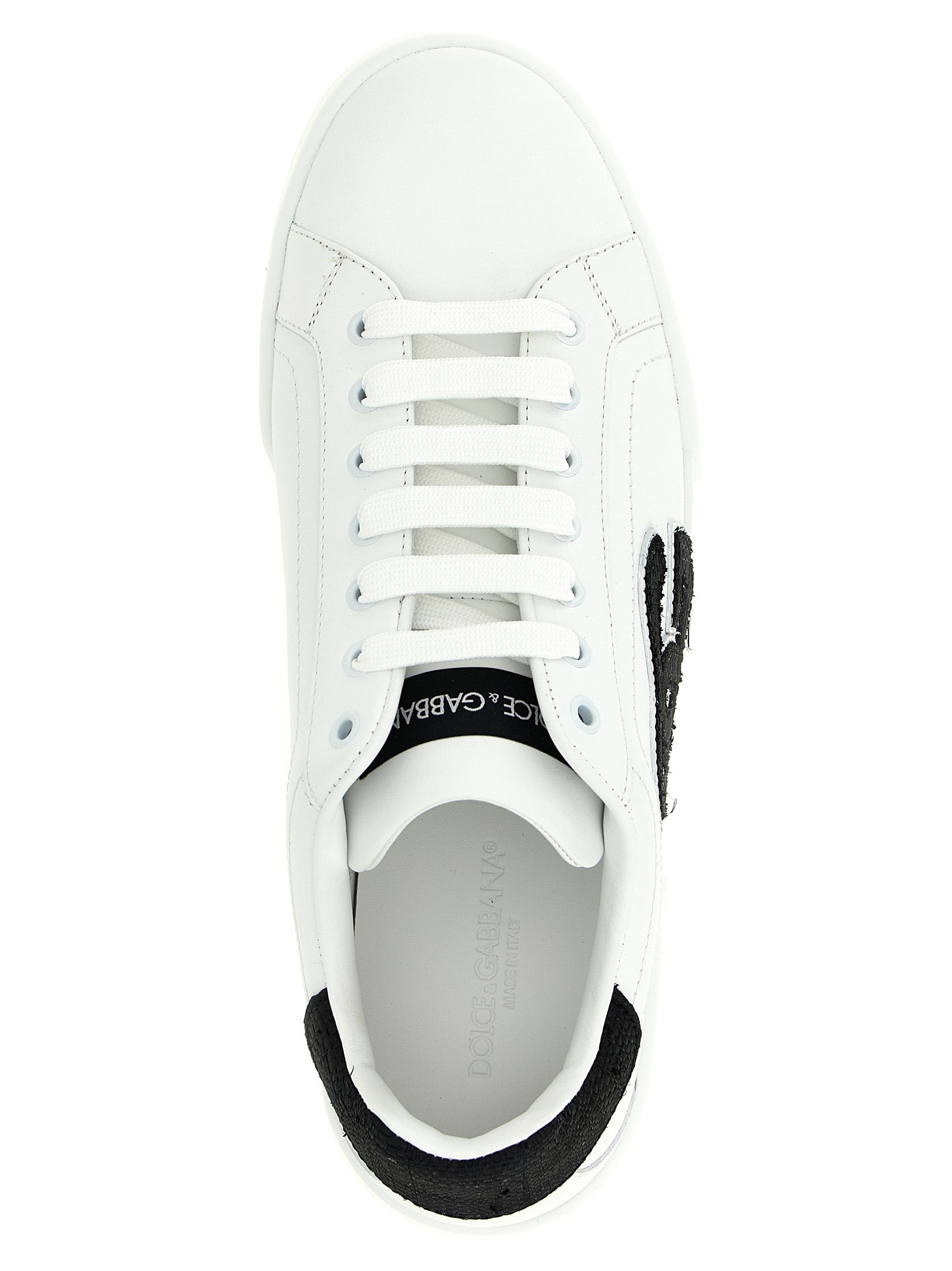 Portofino Light Strobel Sneakers White/black Calfskin Leather Straw