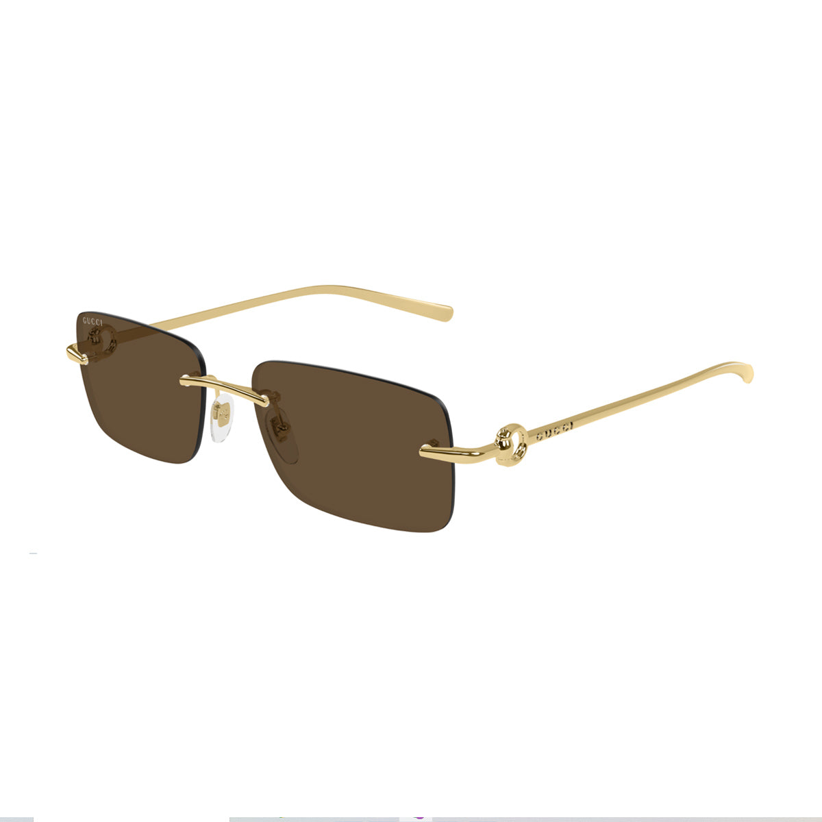 Gucci GG1703S Linea Horsebit 004 Gold Brown Oro Metal Occhiali Da Sole