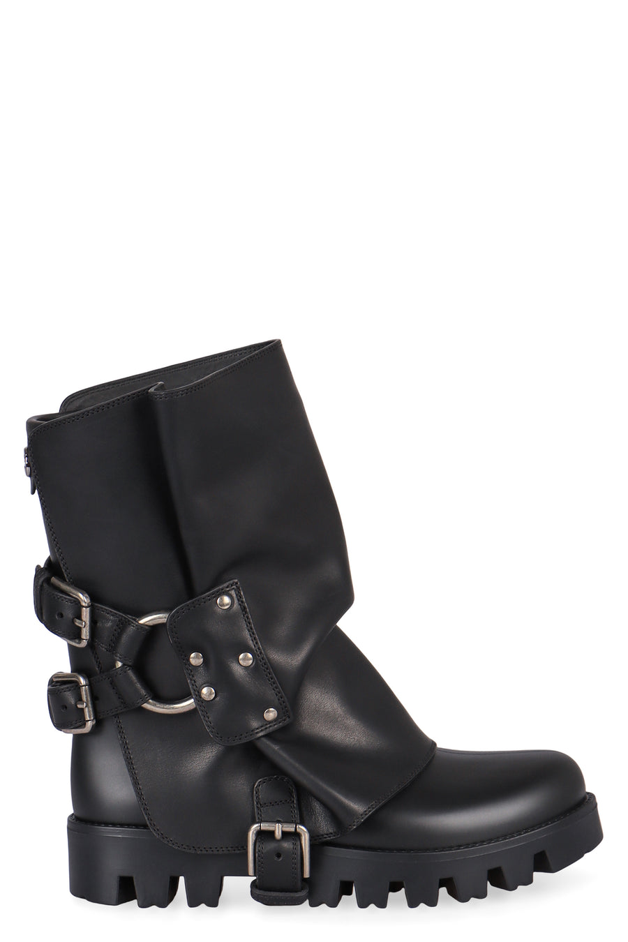 Rubber And Leather Black Boots