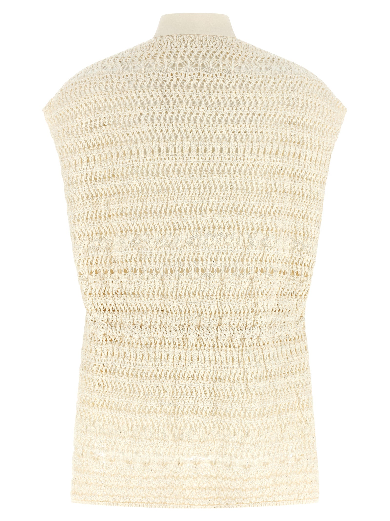 Crochet vest Beige Cotton Gilet