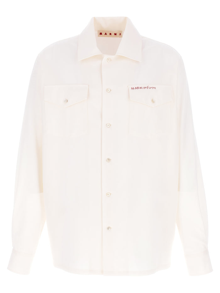 Tropical Wool shirt White Virgin Shirt, Blouse