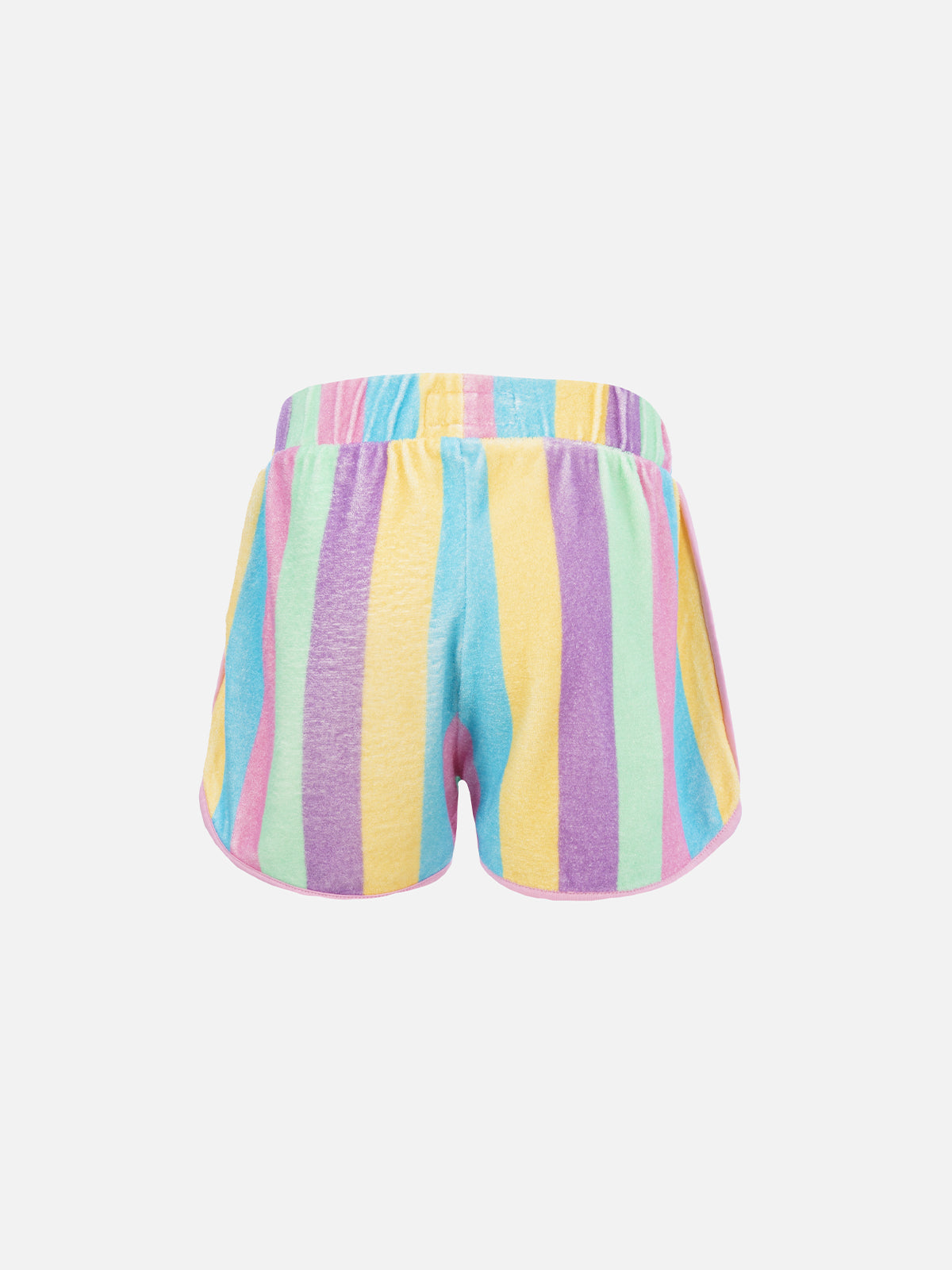Girl Multicolor Terry Pull Up Shorts Curly Pink Pant