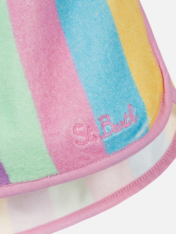 Girl Multicolor Terry Pull Up Shorts Curly Pink Pant