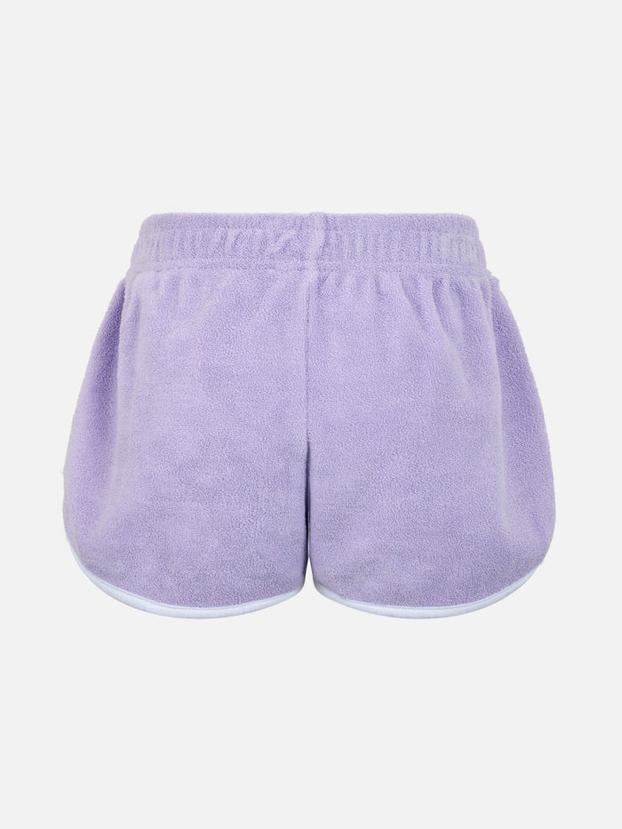 Girl Lilac Terry Pull Up Shorts Curly Pink Pant