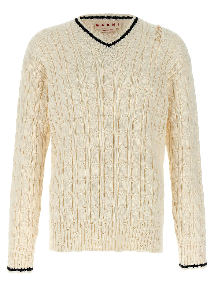 V neckline sweater White Cotton Sweater, Cardigans