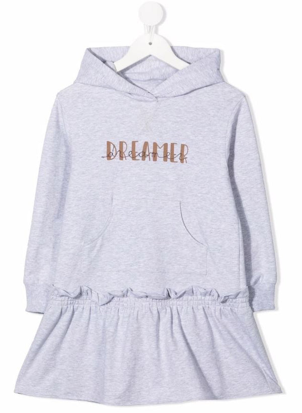 Brunello Cucinelli Cotton 98% hoodie dress in grey