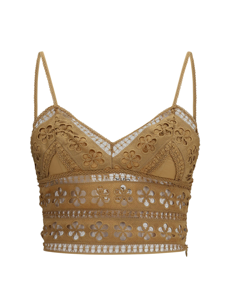 Melie Top Cotton Voile And Embroidered Lace Cinnamon Cotton; Polyester
