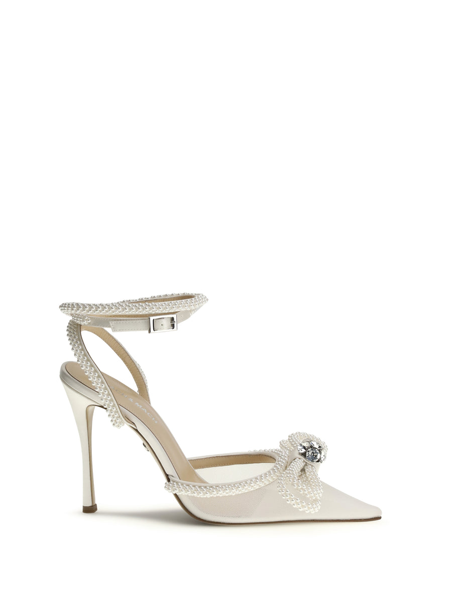 Mach & Mach Upper: 100% Silk; Sole: 100% Calf Leather pumps in white