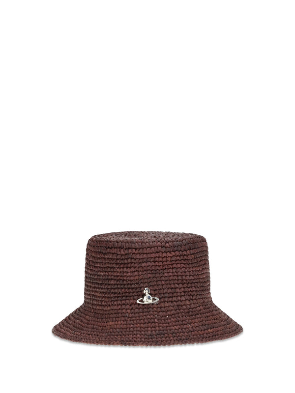 Vivienne Westwood 81020009K005N 100% Raffia bucket hat in brown